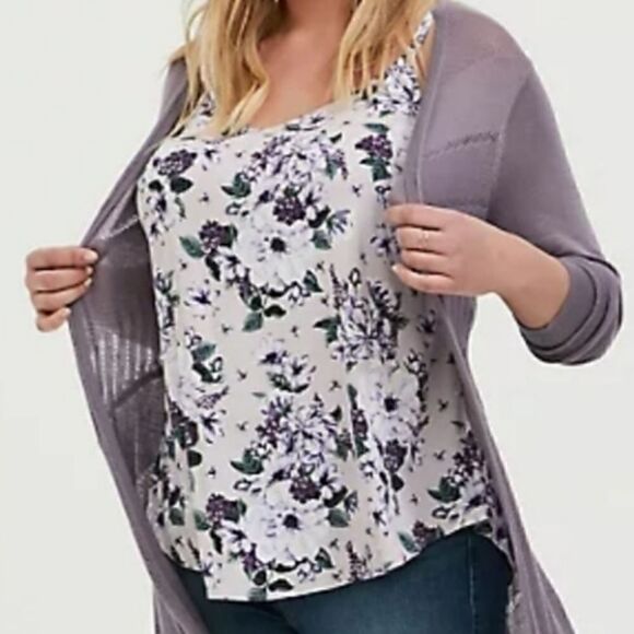 5X 28W Torrid Ava Purple Challis Cami Floral Light - Picture 2 of 11